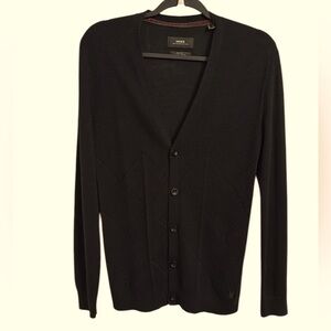 MEXX METROPOLITAN Slim Fit Men's Black Cardigan Sweater Size Small